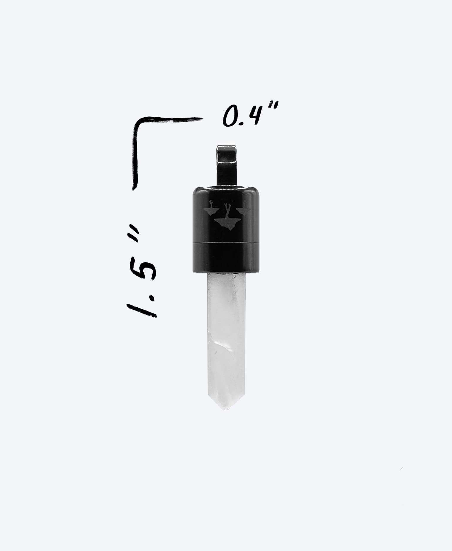 Spire pendant size reference: ~1.5 inches tall by 0.4 inches wide